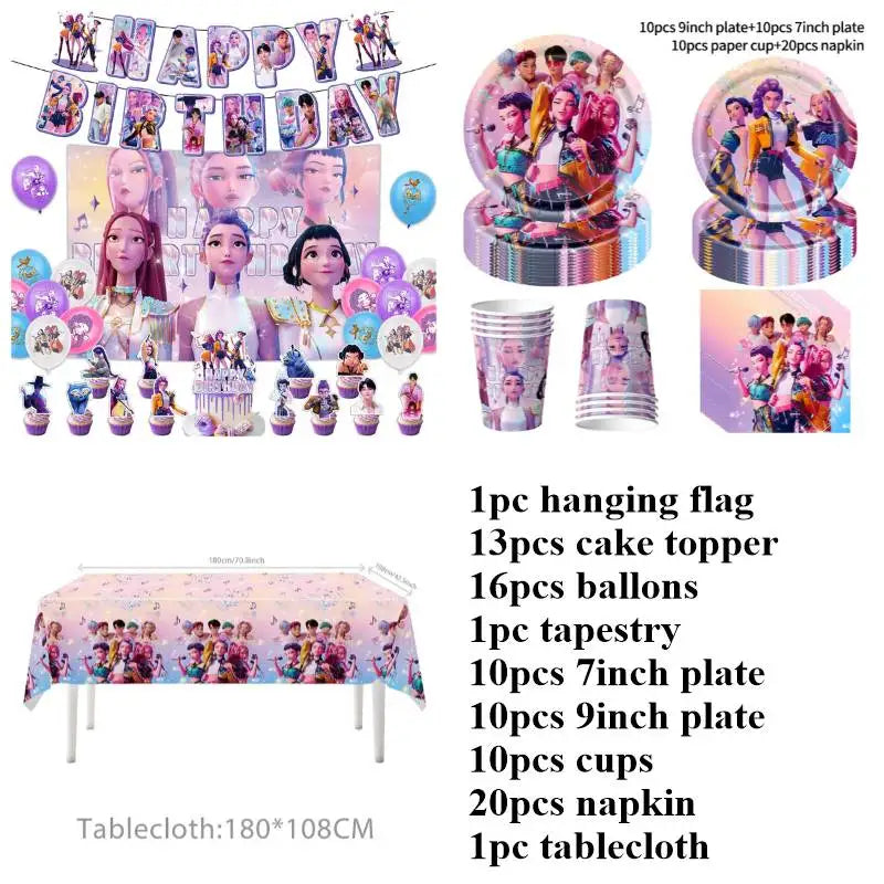 Packs Déco et Ballons d'Anniversaire K-Pop Demon Hunters