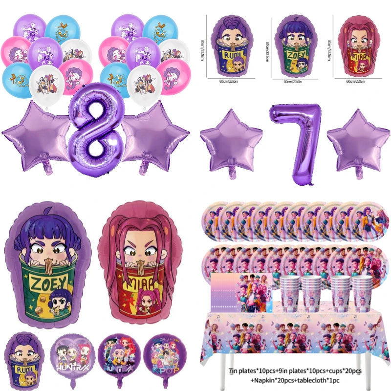 Packs Déco et Ballons d'Anniversaire K-Pop Demon Hunters