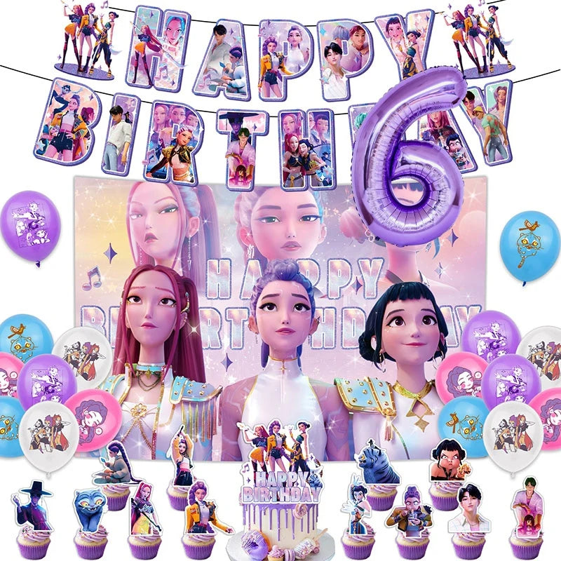 Packs Déco et Ballons d'Anniversaire K-Pop Demon Hunters