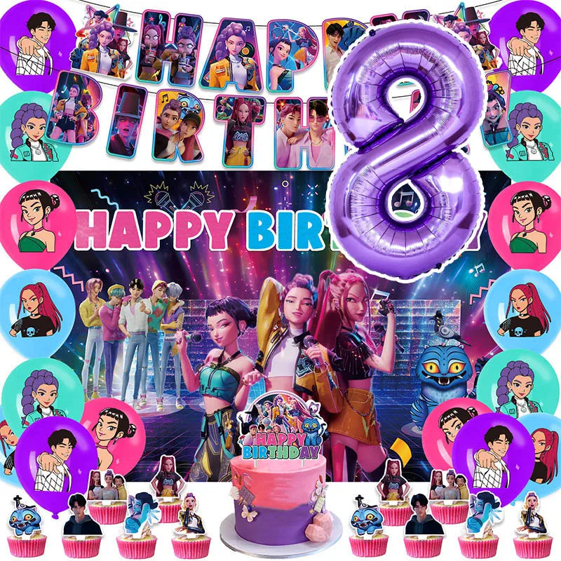 Packs Déco et Ballons d'Anniversaire K-Pop Demon Hunters