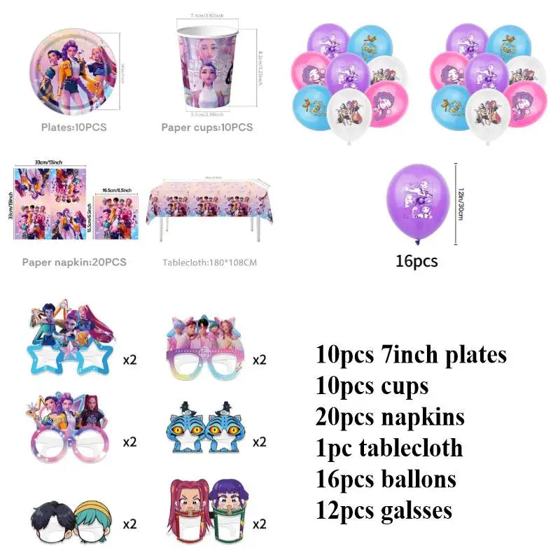 Packs Déco et Ballons d'Anniversaire K-Pop Demon Hunters