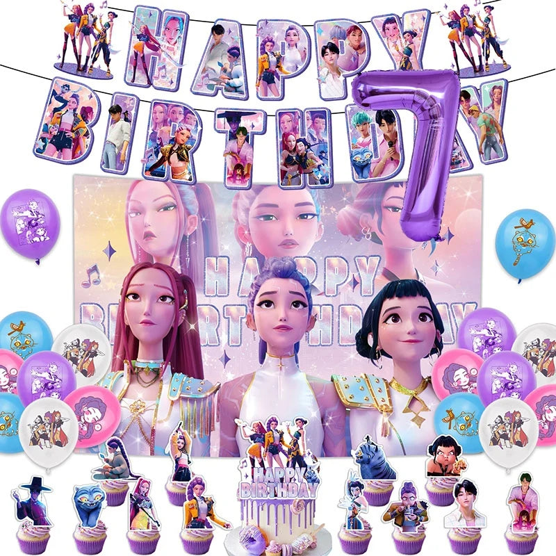 Packs Déco et Ballons d'Anniversaire K-Pop Demon Hunters