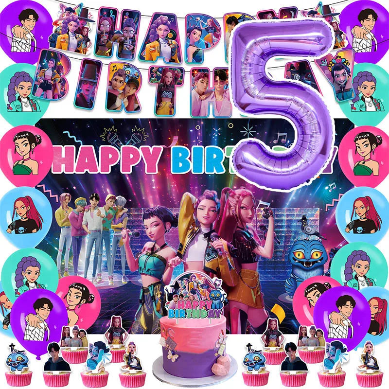 Packs Déco et Ballons d'Anniversaire K-Pop Demon Hunters