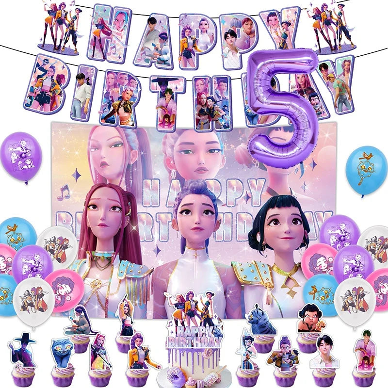 Packs Déco et Ballons d'Anniversaire K-Pop Demon Hunters